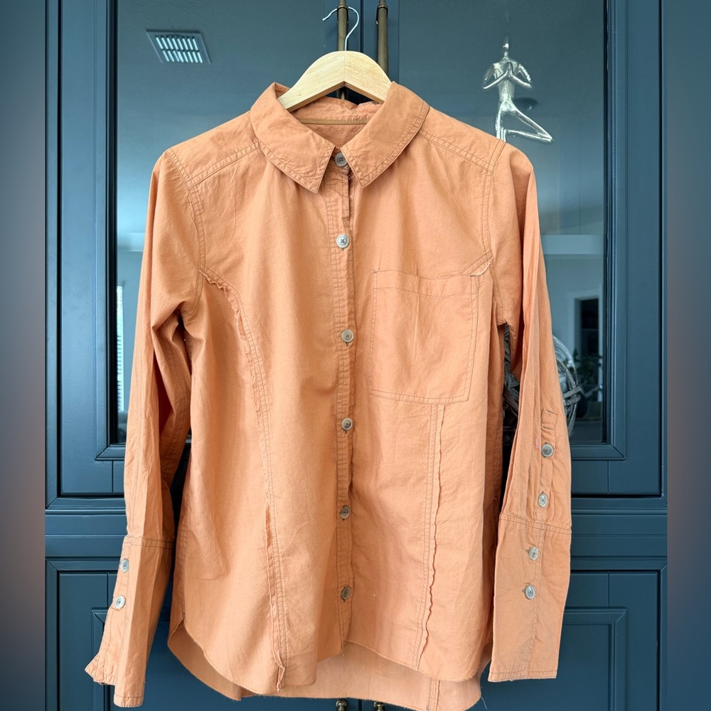 We The Free Button-Front Shirt in Warm Rust